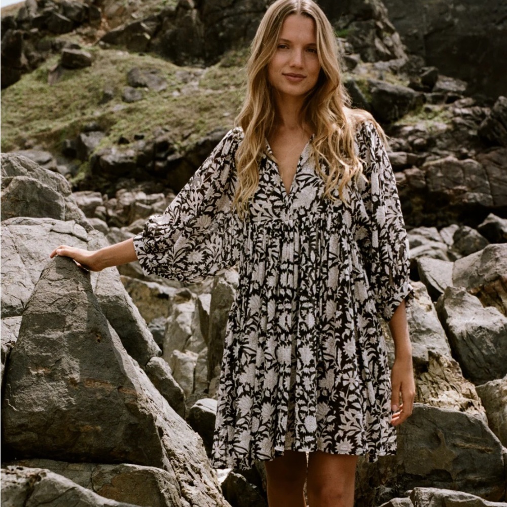 XL Daughters of India Kyra Mini Dress in Pepper